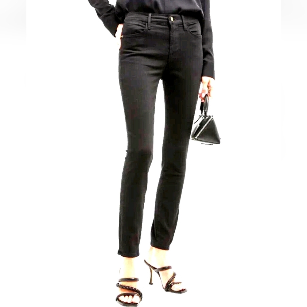 Frame Womens Jeans Size 26 Black Le High Skinny Stretch Cotton Ankle New